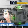New 6000mAh 16/12/8 line Laser Level 360°Rotary Indoor Outdoor Horizontal Vertical Cross Auto Measuring 4D Adjustable Green Light Self-Leveling