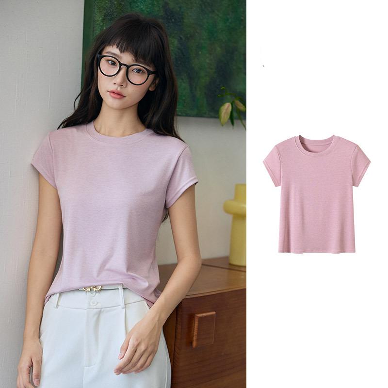 Женская летняя футболка с круглым вырезом, коротким рукавом, однотонная, облегающая, повседневная L