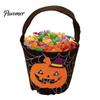 Großer Süßigkeitenspender Halloween Süßes oder Saures Eimer für Kinder, Kürbisgesicht Geist Fledermaus Katze Rollenspiel Requisiten Snackkorb, mit Griff Party