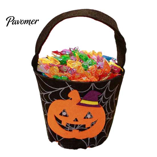 Großer Süßigkeitenspender Halloween Süßes oder Saures Eimer für Kinder, Kürbisgesicht Geist Fledermaus Katze Rollenspiel Requisiten Snackkorb, mit Griff Party