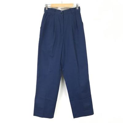 S 80-90s Vintage Cotton High Waist Pants 9AR S 71cm Inseam Navy(USED)