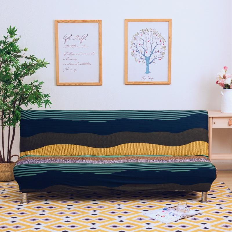 Flower Futon Cover Stretch Armless Futon Sofa Cover Soft Futon Slipcover with Elastic Bottom Sofa Bed Furniture Protector Covers for Washable Futon