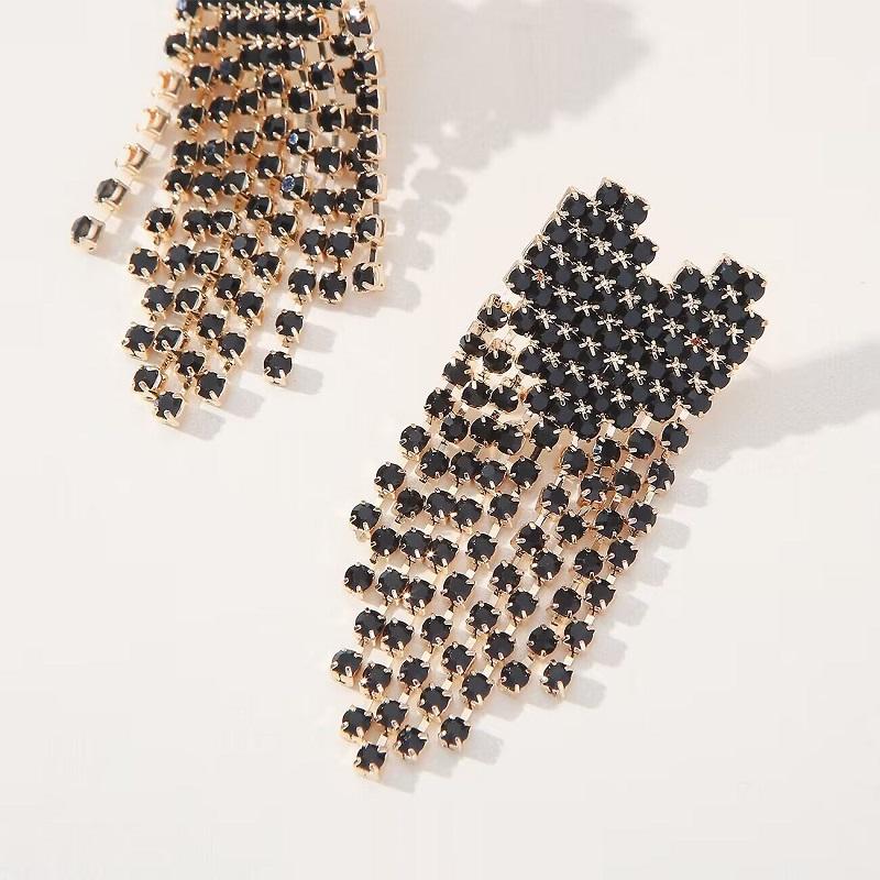 New Fashion Women Black Rhinestone Love Earrings Delicate Sweet Earrings Women Party Birthday Gift Charm Jewelry