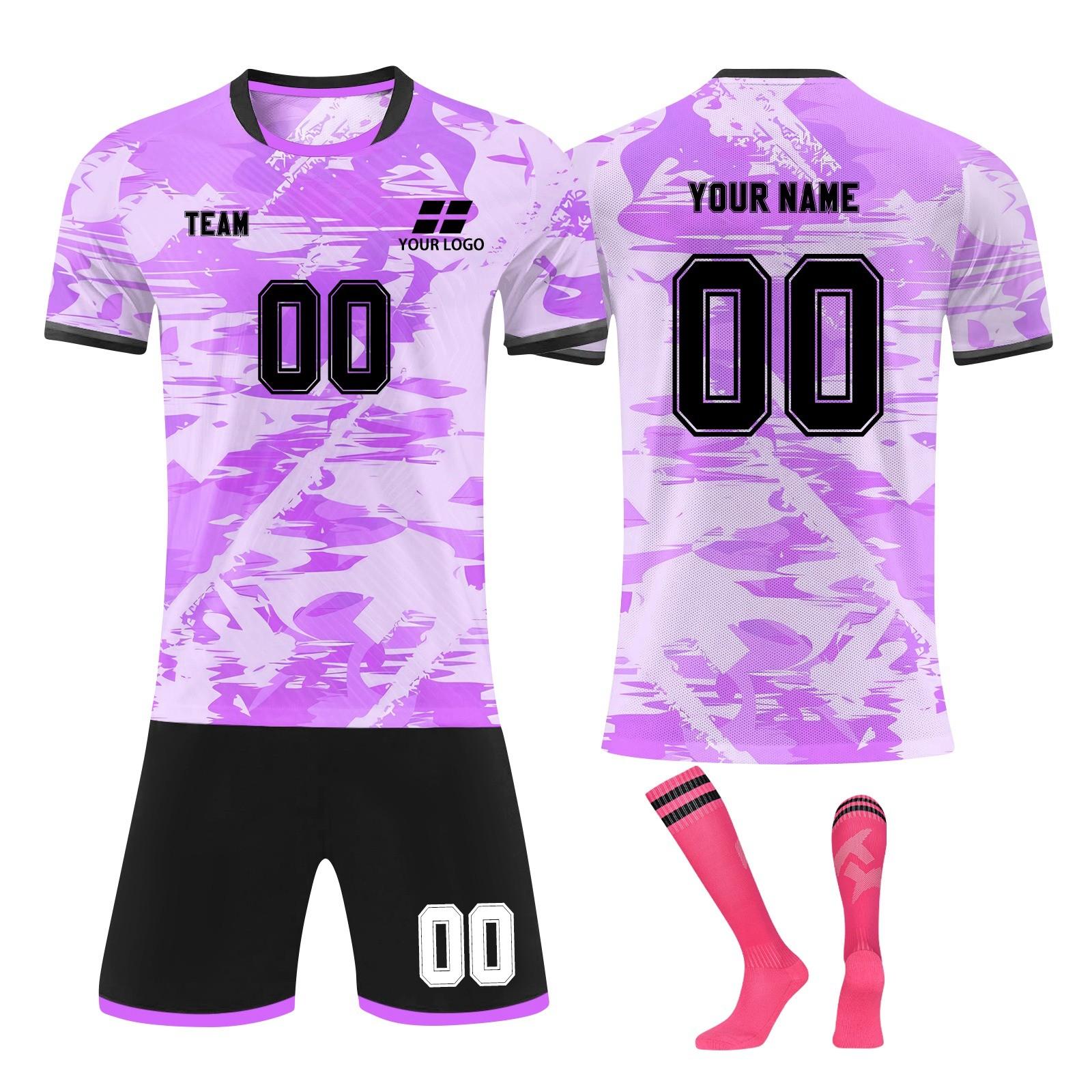 

Персоналізовані комплекти футболок для дівчаток із іменним номером Спеціальні футбольні майки для хлопчиків Тренувальний костюм S фіолетовий