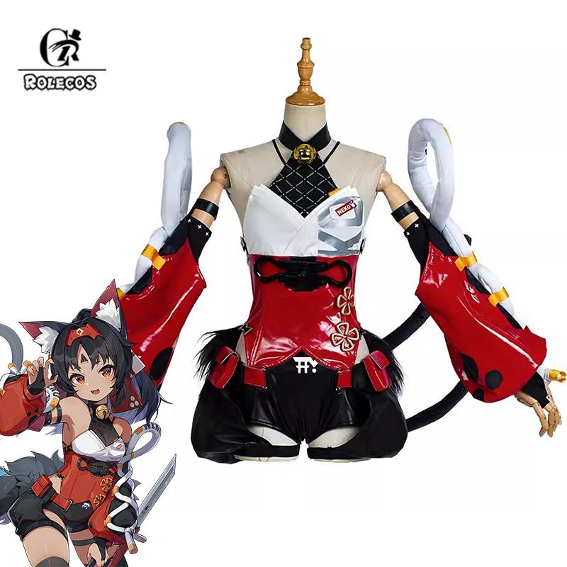 Game Zenless Zone Zero Nekomata Cosplay Costume Women Nekomiya Mana Cat Girl Red Uniform Halloween Full Set