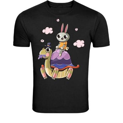 Cute Bunny Riding Turtle T-Shirt - Funny Animal Cartoon Graphic