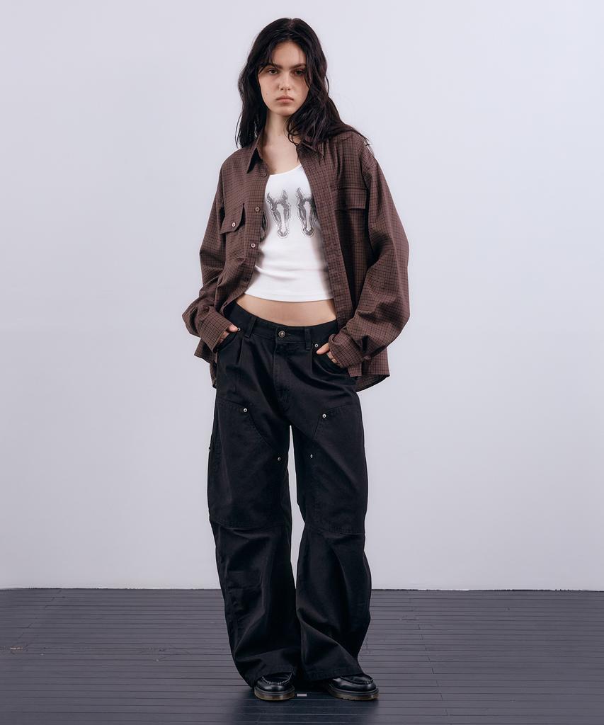 NUAKLE (W) Curve Utility Carpenter Pants_Black