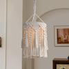 Macrame Lamp Shade with Tassels Handmade Cotton Rope Pendant Light Shade Bohemian Hanging Ceiling Light Cover for Bedroom, Living Room & Nursery