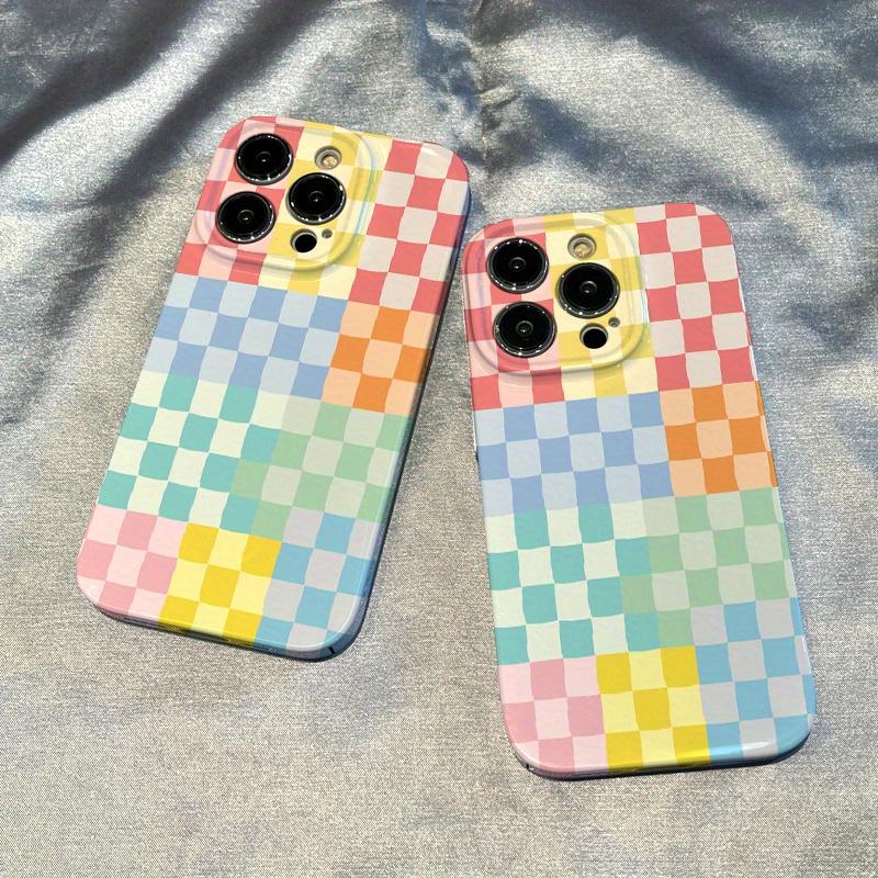 Colorful Checkered Design Phone Case Suitable for iPhone 17 16 15 14 13 12 11 Pro/Max/Plus Anti Drop and Shockproof Back Cover