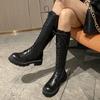 2026 New Women's Long Boots Thick Sole Knight Boots British Style High Non-knee Rubber Upper Material