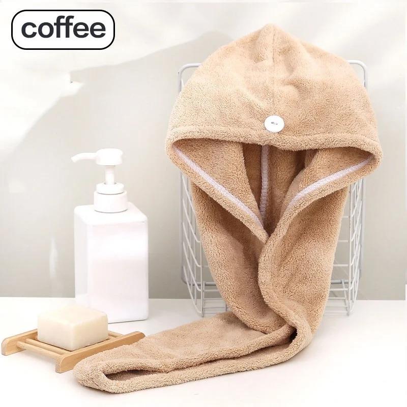 

FASHION Hair Towel Wrap Fast Dry Hair Towel Super Absorbent Microfiber Coral Velvet Hair Fery Towel Швидко висихає тюрбан для волосся коричневий
