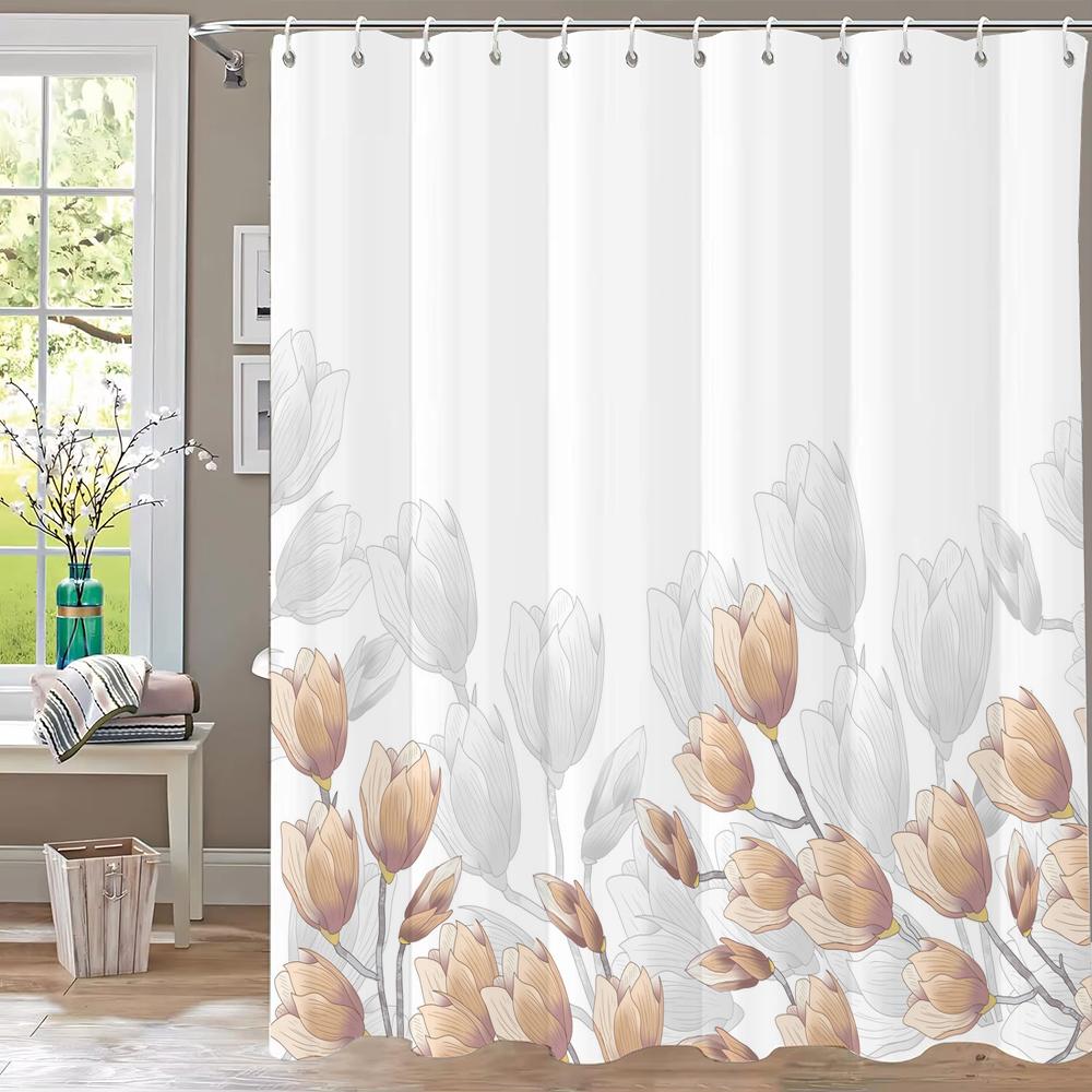 1 pc Green Plants, Leaves and Flowers Shower Curtains With Hooks Bathroom Curtains Printing Shower Curtain Home Decor Curtain
