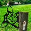 1pc Metal Pig Warning Sign, Farm Animal Decor, Creative Outdoor Garden Art, Halloween Christmas New Year Gift