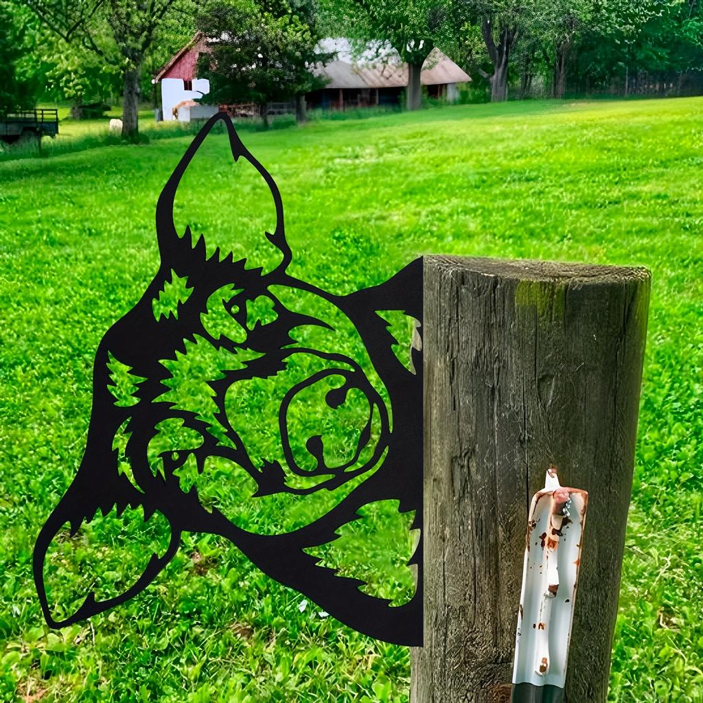 1pc Metal Pig Warning Sign, Farm Animal Decor, Creative Outdoor Garden Art, Halloween Christmas New Year Gift