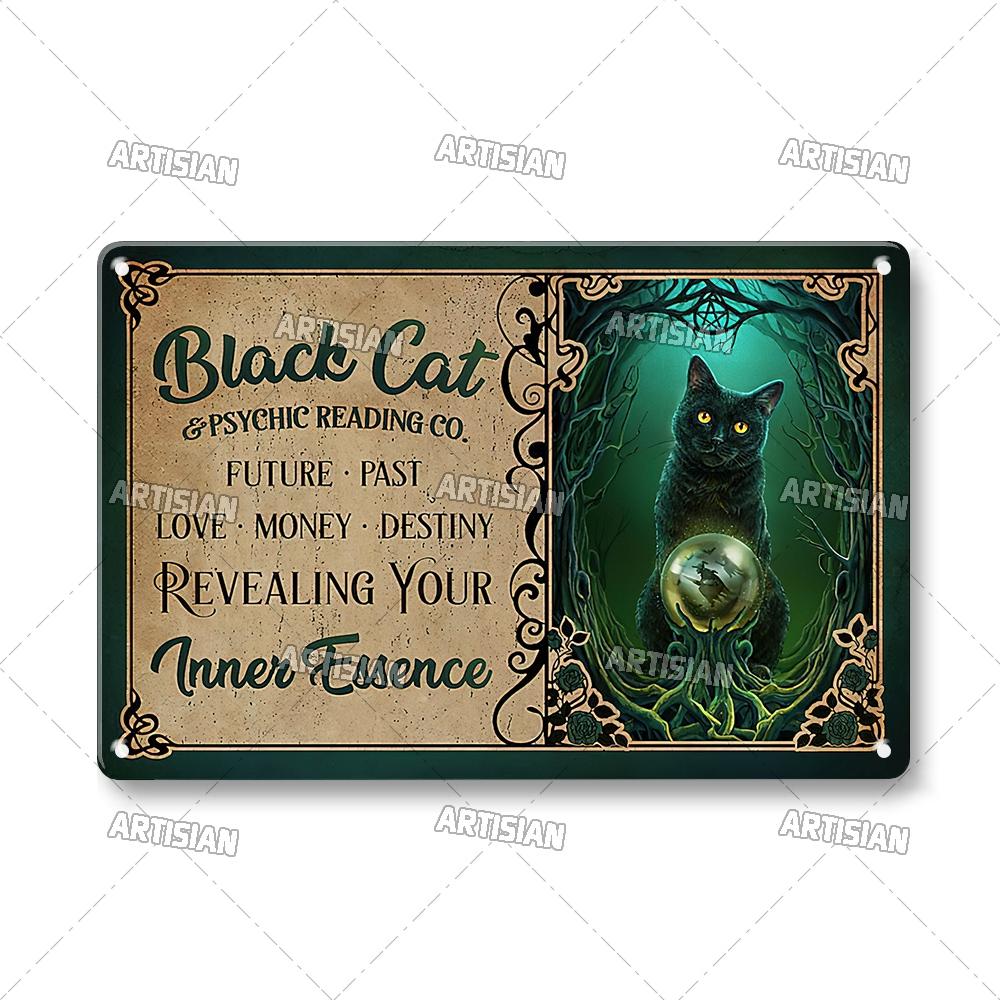 Artisian Black Cat Retro Metal Plaque Funny Pet Vintage Decorative Tin Sign Wall Decor Garage Bar Pub Club Kitchen Home Man Cave