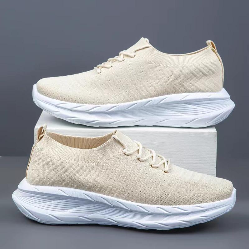 

Men s shoes flying woven surface spring and autumn breathable soft sole fashion casual shoes one pedal lazy sports shoes trend versatile 39 бежевий