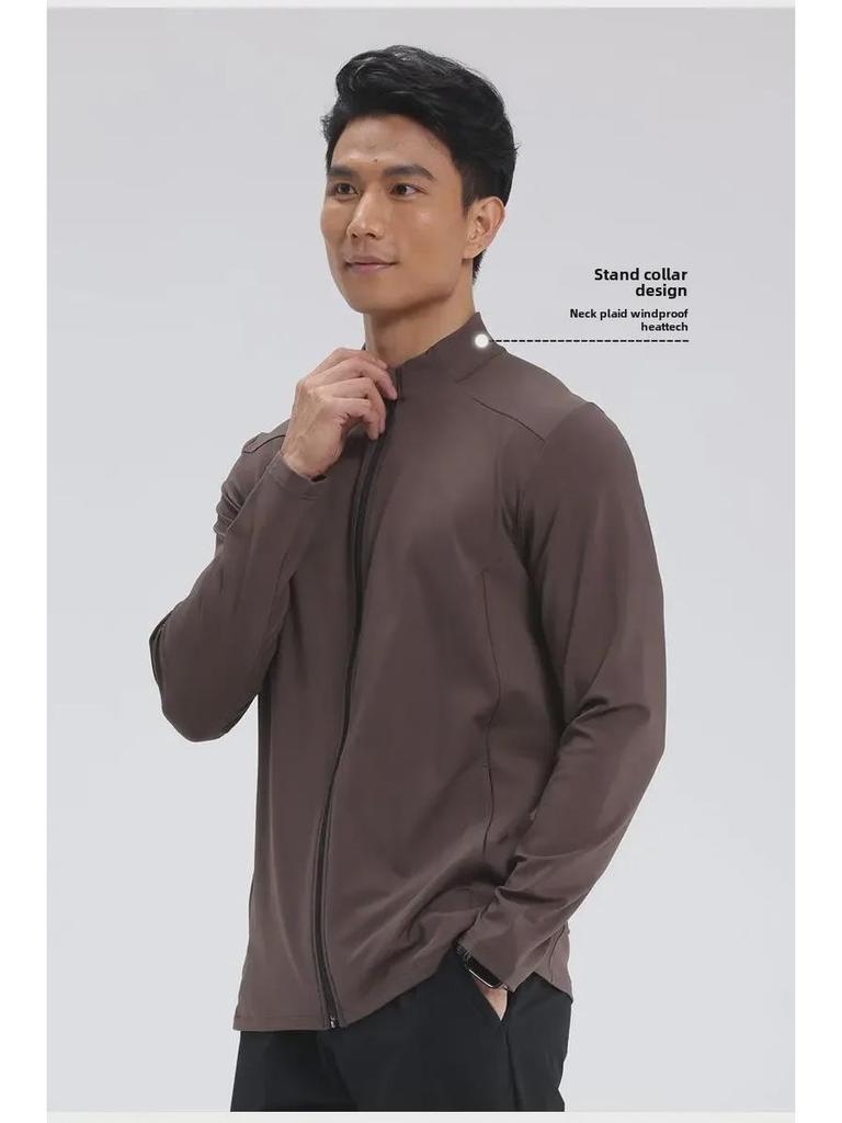 Herren Slim Fit Stehkragen Yoga- & Laufjacke