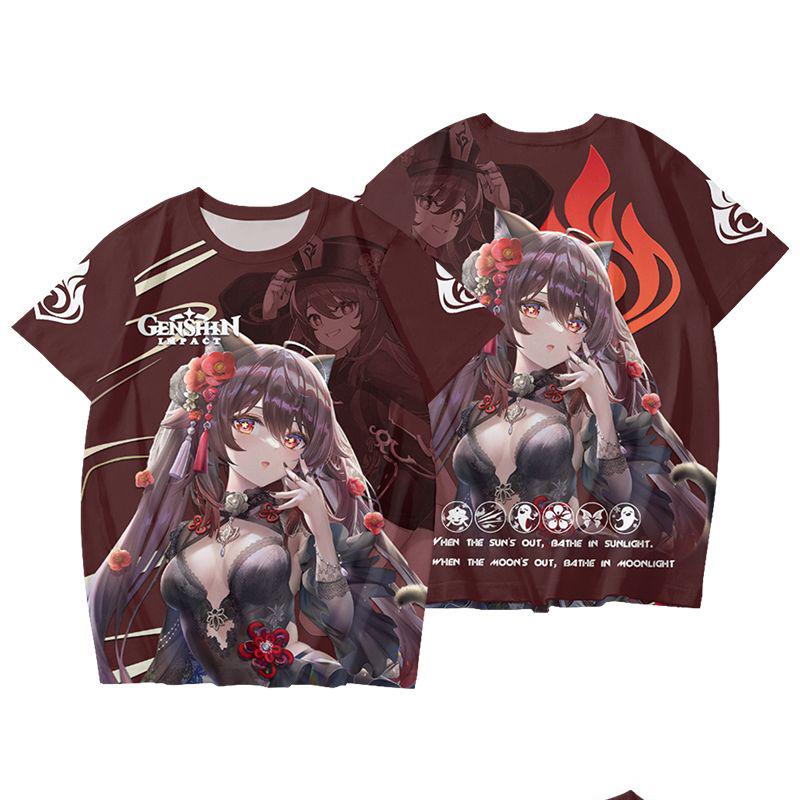 2026 New Hu Tao T-shirt Game Genshin Impact Cosplay 3D Men's T Shirt Summer Fashion Cool Daily Short Sleeve Tee Harajuku Y2k Top