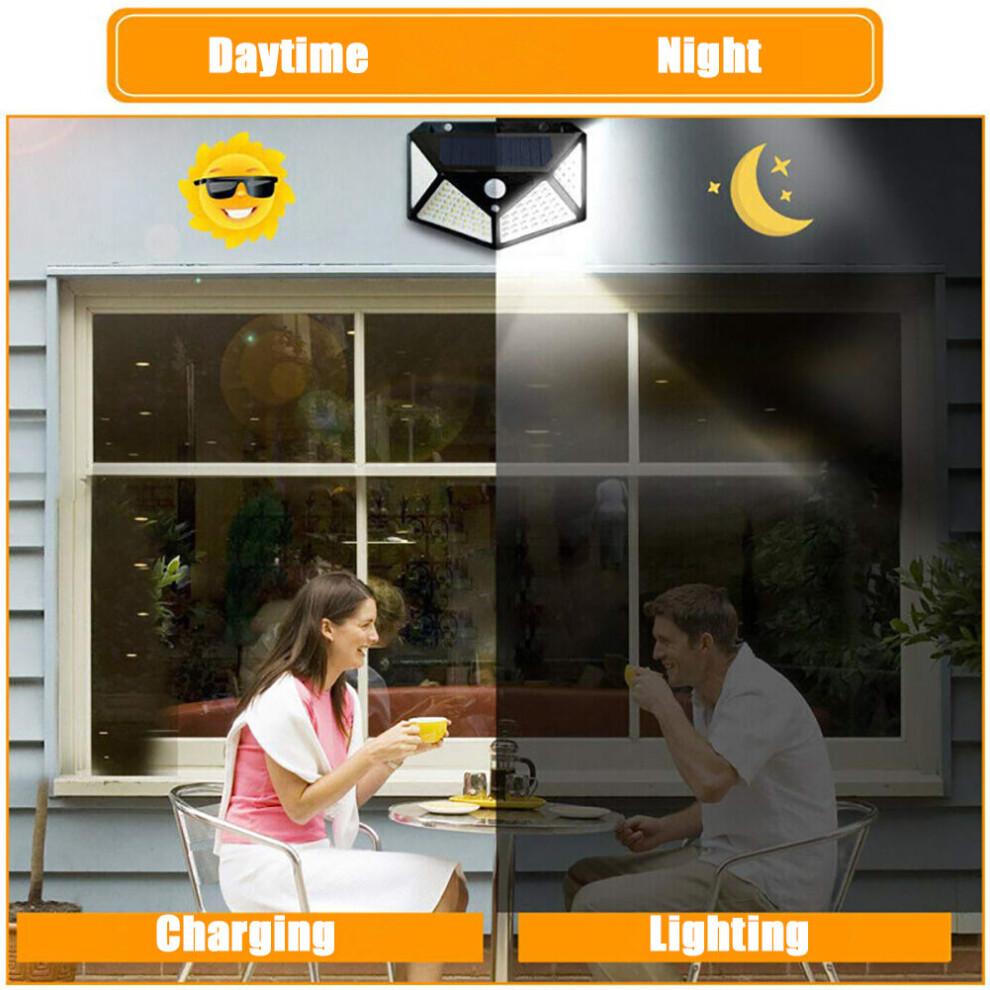 (4PCS) Solar Light Outdoor 100 LED Wall Light Motion Sensor Security Lights Waterproof with 3 Modes for Garden Outside