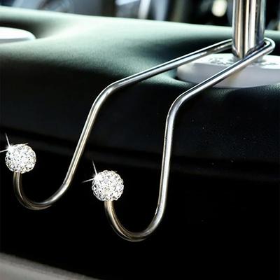2 Pezzi Colori Assortiti Decorazione Strass Design Sfera Gancio in Acciaio Inossidabile per Schienale Sedile Auto Gancio Nascosto per Auto Storage per Donne