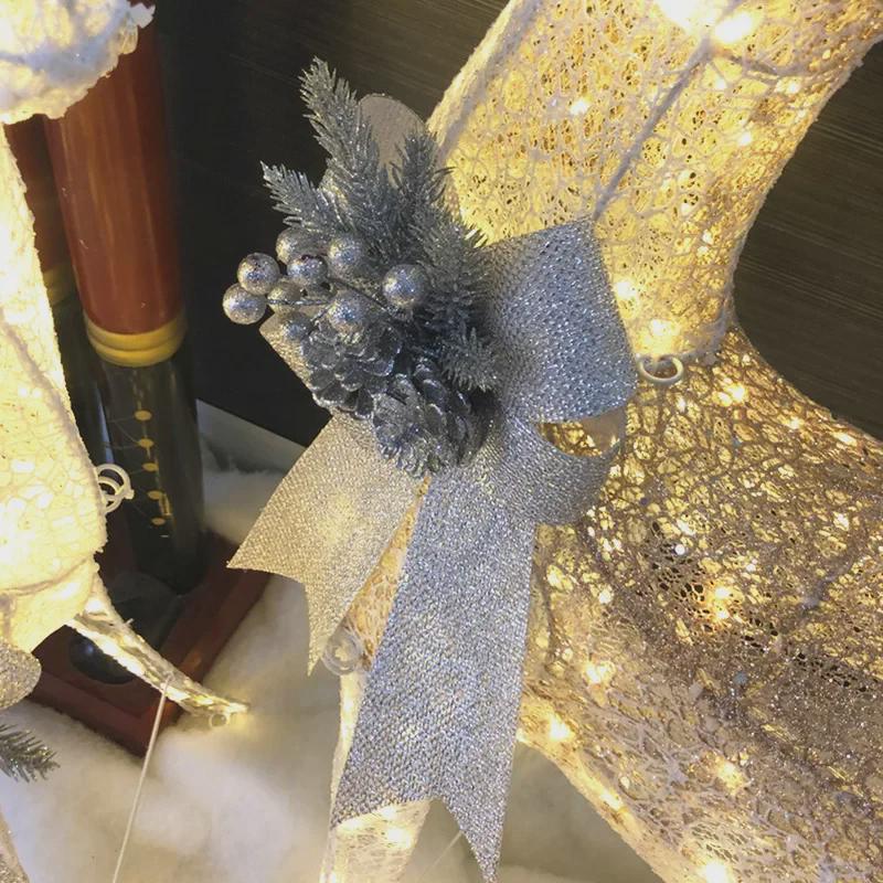 Large Luminous Christmas Deer with Sleigh Ornament: Mother and Child Design for Hotel or Window Decoration