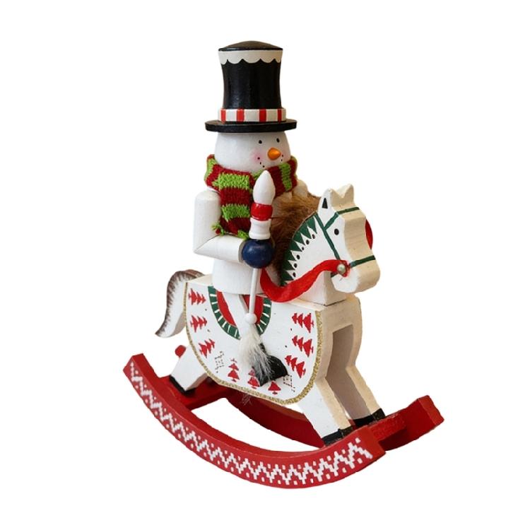 Wooden Christmas Nutcrackers Ornament Rocking Horse Nutcrackers Figures Desktop Decors Nutcrackers Christmas Decoration белый