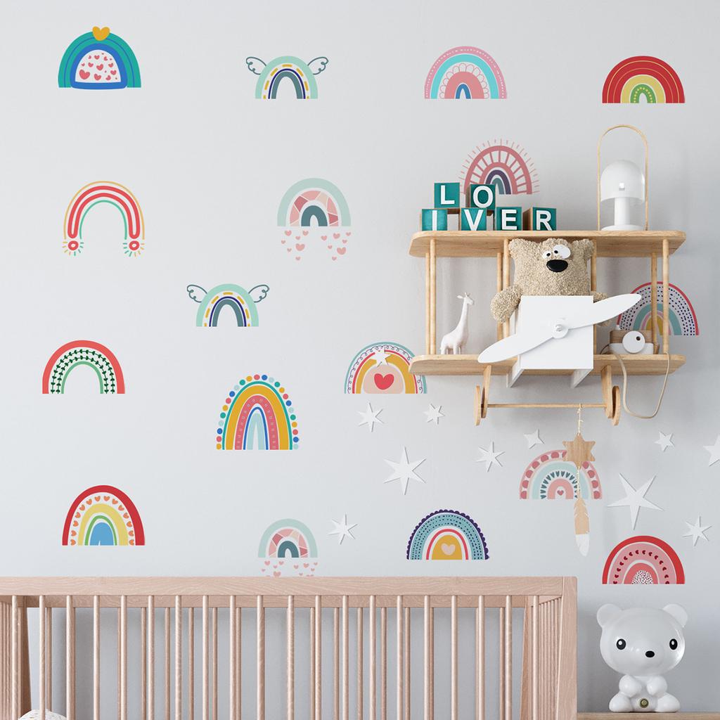 Cartoon Cute Rainbow Wall Stickers Bohemian Style Creative DIY Decoration Children's Room Bedroom Beautification Stickers