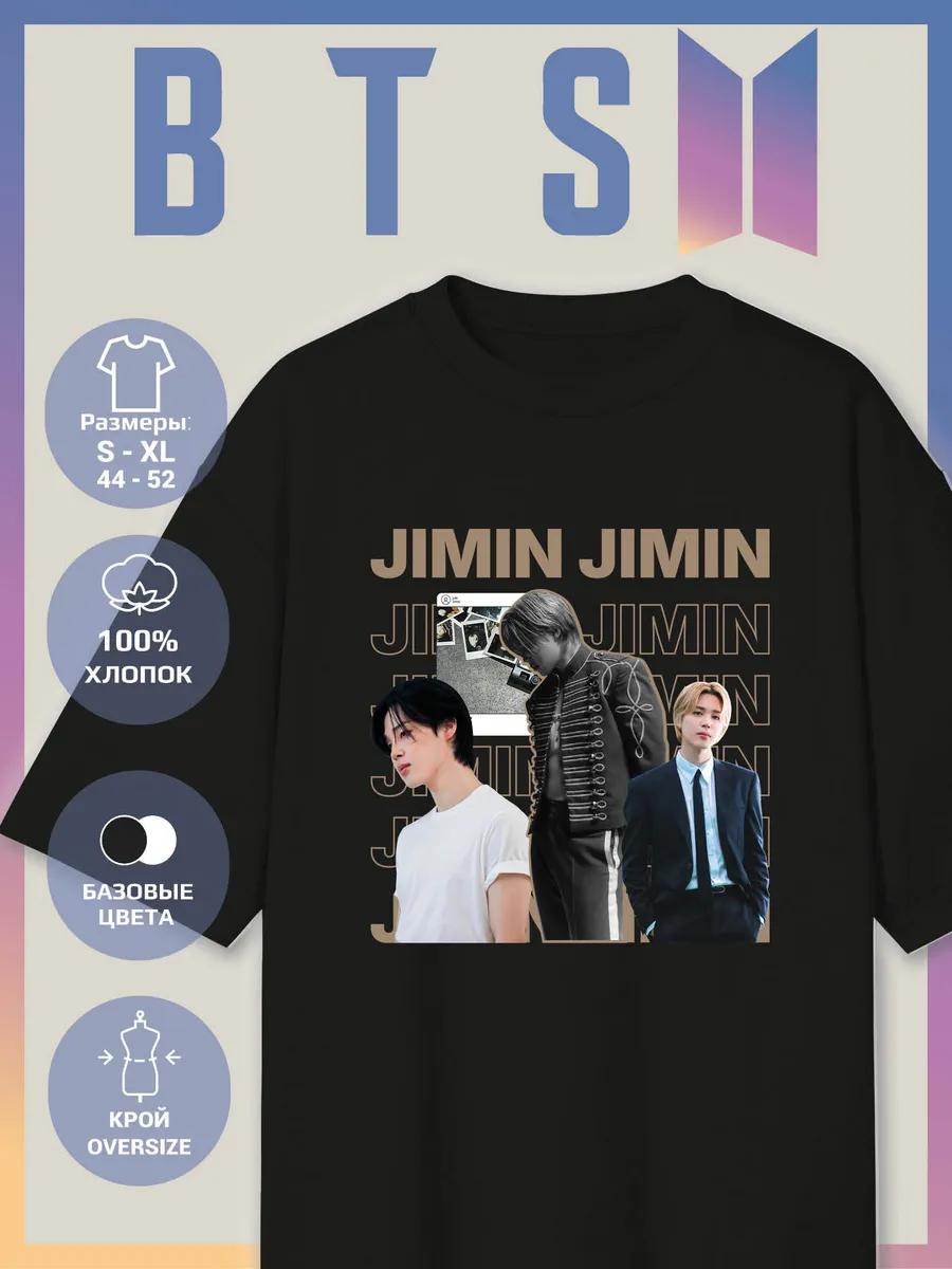 Свободная футболка с принтом BTS - Чимин S