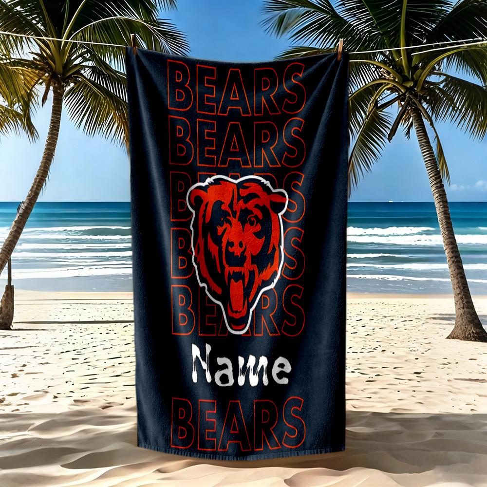 Bears Team Spirit Customized Name Beach Towel High Absorbency & Quick-Dry
