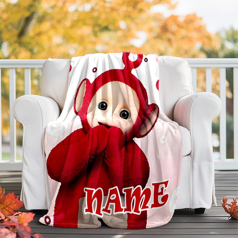 Customizable Teletubbies Throw Blanket – Personalized Name, All-Season Cozy Snug Blanket, Machine Washable, Personalized Blanket