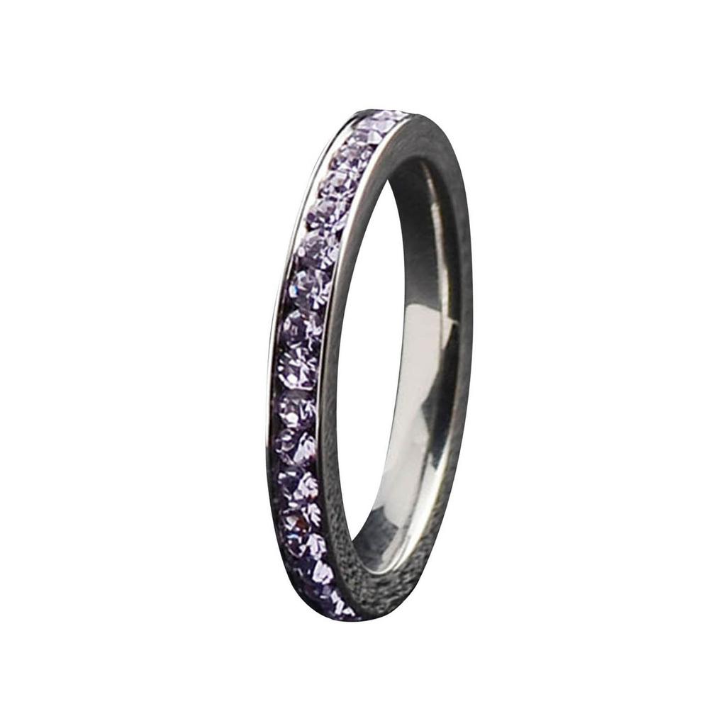 Stainless Steel Diamond Encrusted Birthstone Multicolored Ring Size 6 To 9