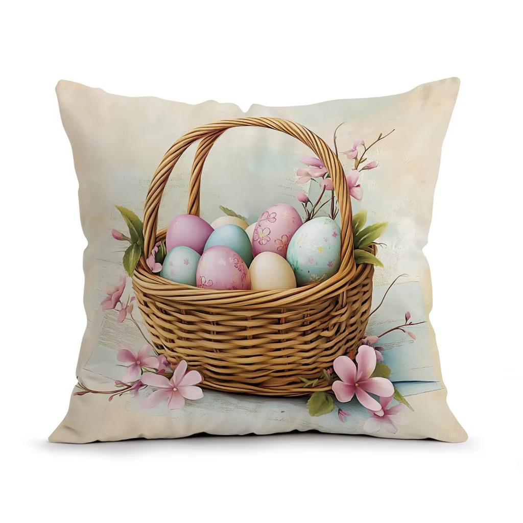 pcs Easter Illustration Pillowcase Printed Polyester cm Throw Pillow cover Decorative Sofa Cushion Pillowslip Home Decor