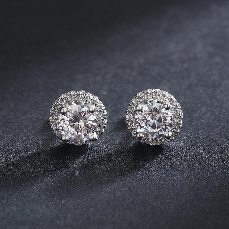 Damen-Ohrstecker, 925er-Sterlingsilber, Zirkon-Schmuck, weißer Kristall-Ohrring, Geschenk für Frauen