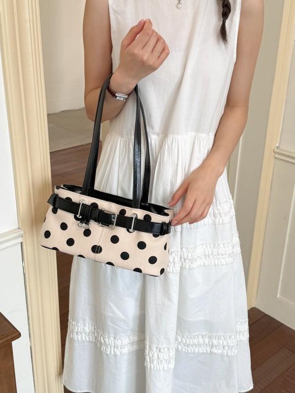 Korean Polka Dot Underarm Bag: Women's Simple Fashion Shoulder Handbag