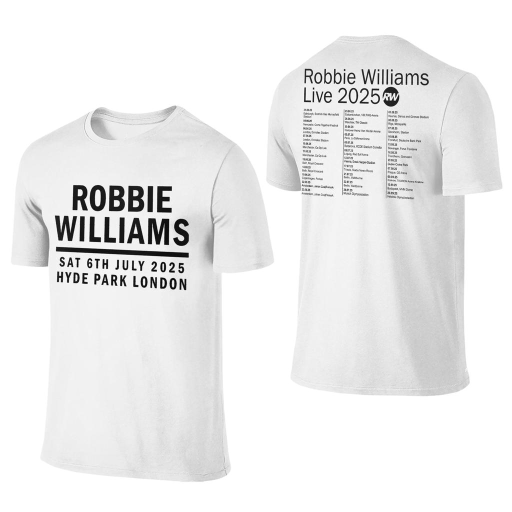 Robbie Williams Live 2025 Tour Concert Apparel Men Women T Shirt Cotton Tee Graphic Printing  T-shirt Clothing