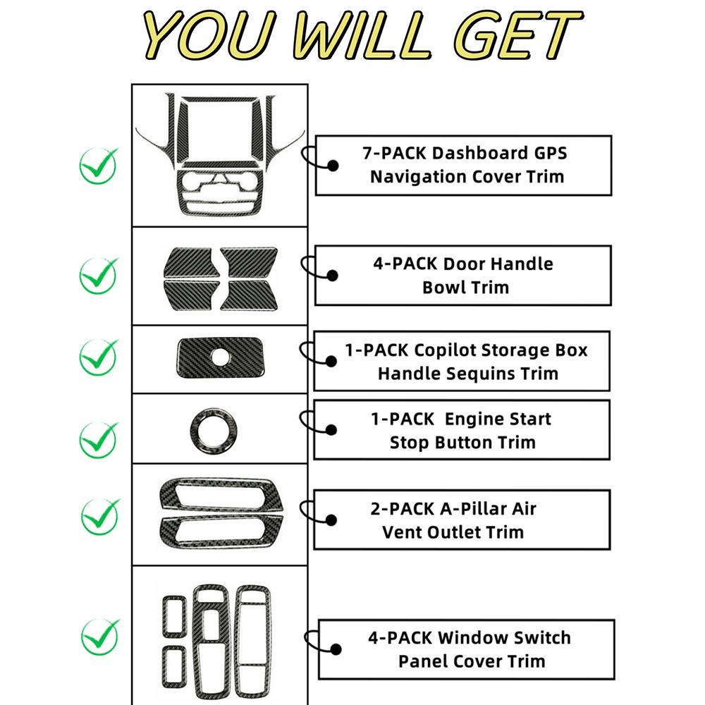 Car Dashboard Windows Switch Inner Decoration Stickers Kit Cover Trim Set for Jeep Grand Cherokee 2011-2025 Interior Accessories