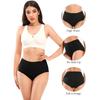 Women Soft Cotton Underwear Comfortable No Muffin Top Briefs Female High Rise Belly Control Panties Sets Black Plus Size