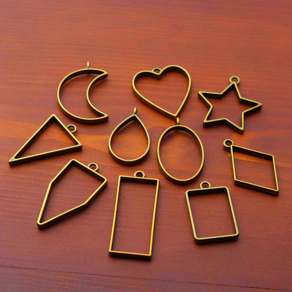 10pcs/set Geometric Figure Charm Hollow Glue Blank Pendant Tray Bezel Charms DIY Handmade Bezel Mold For Jewelry Making Wholesal