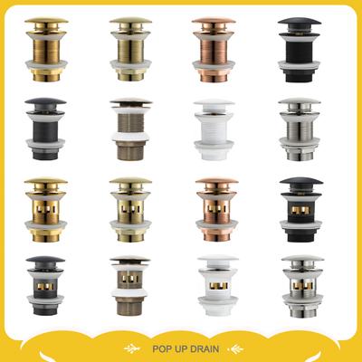 Tlačidlo na pop-up výpust umývadla Zátka do drezu Odpadový sifón Zátka odpadu Odpadová rúrka Výpust Kartáčované zlato Kúpeľňové doplnky