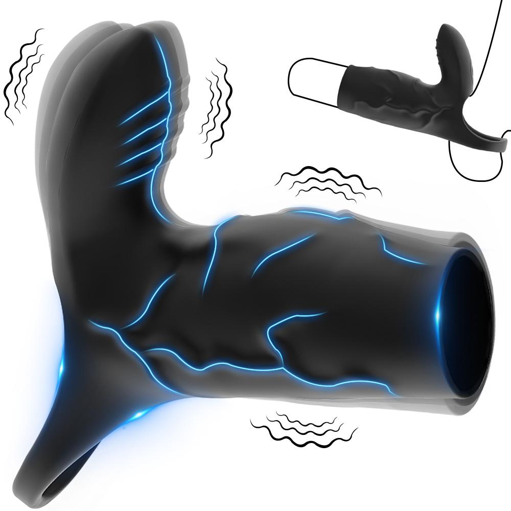 Penis Sleeve Vibrating Cock Ring Clitoris Nipple G Spot Stimulation 10 Vibration Modes Penis Enlargement Male Couple Sex Toy