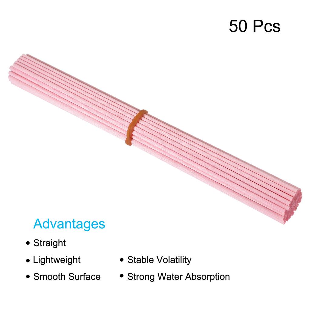 50Pcs 22cmx3mm Fiber Reed Diffuser Sticks Pink Air Freshener Decorative Fragrance Essential Oil Refill Sticks for Home Fragrance