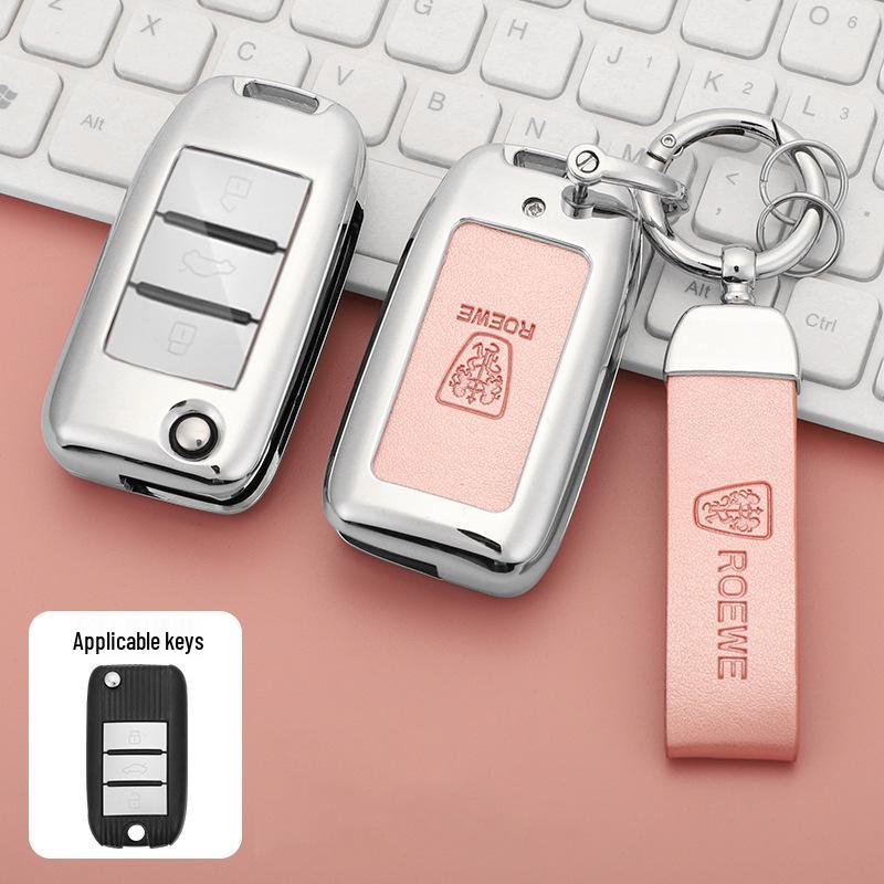 Roewe Car Key Case for 350, 350c, W5, 360, 750 Models - Folding Protective Shell with Buckle for Men and Women