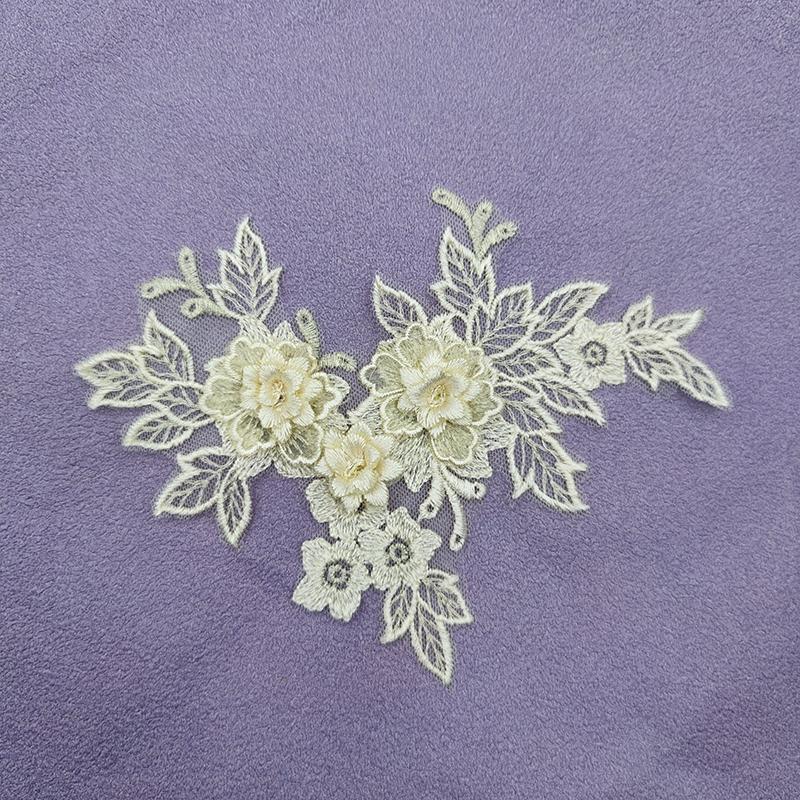 1pair Embroidered Three-dimensional Lace On Flower Wedding Dress Accessories DIY Lace Stickers Bridal Dress Decoration