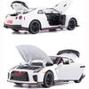 Modelli di auto GTR R34 in scala 1/32, veicoli di simulazione pressofusi in metallo in lega con suoni e luci Tirare indietro regali giocattolo da corsa per bambini Modello in scala di auto