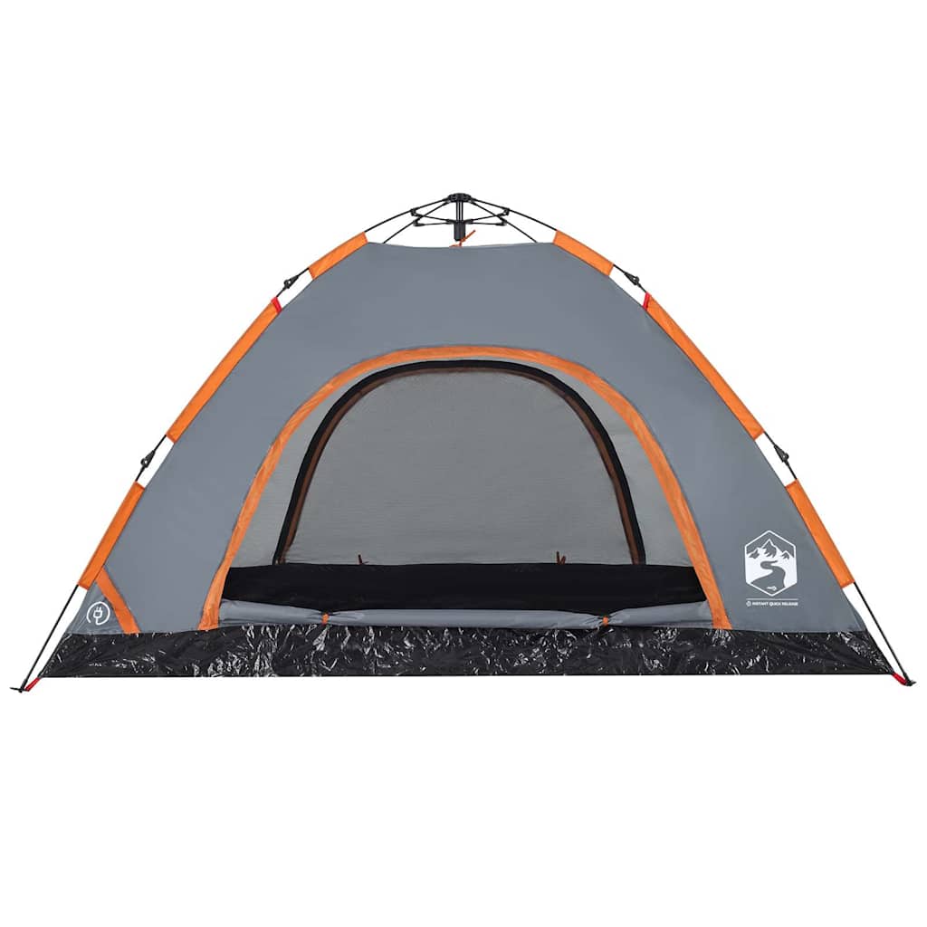 4 Person Camping Tent Grey and Orange Quick Release System