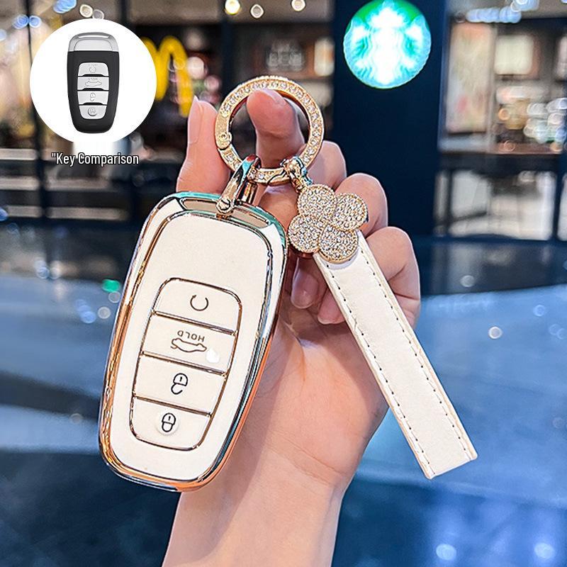 Premium Key Cover for Hongqi H5, HS5, H6, HS3, H9, HS6, EQM5, HS7 - Elegant Car Shell Buckle