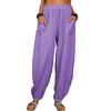 Women's High Waist Harem Pants Loose Fit Trousers Solid Cotton Casual Spring Elastic Waist Long Jogger Pants