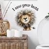 Adesivi Divertenti Cartone Animato Leone Piccolo con Capelli Disordinati per WC, Decorazione Carina Autoadesiva per Decorazione Serbatoio WC del Bagno