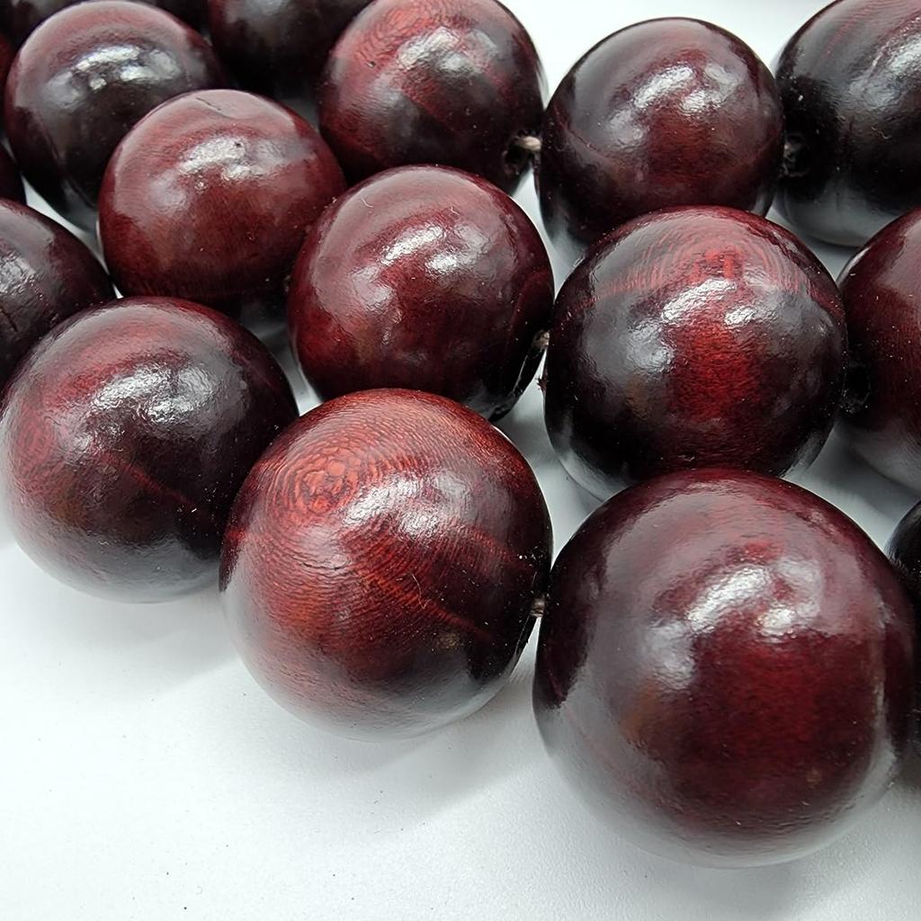 [deaizaka.biz] Large Prayer Bead Necklace, Extra Large, 3cm Diameter, 54 Beads, 130cm Long, Deep Reddish-Purple, Made of Mahogany Wood, Perfect for