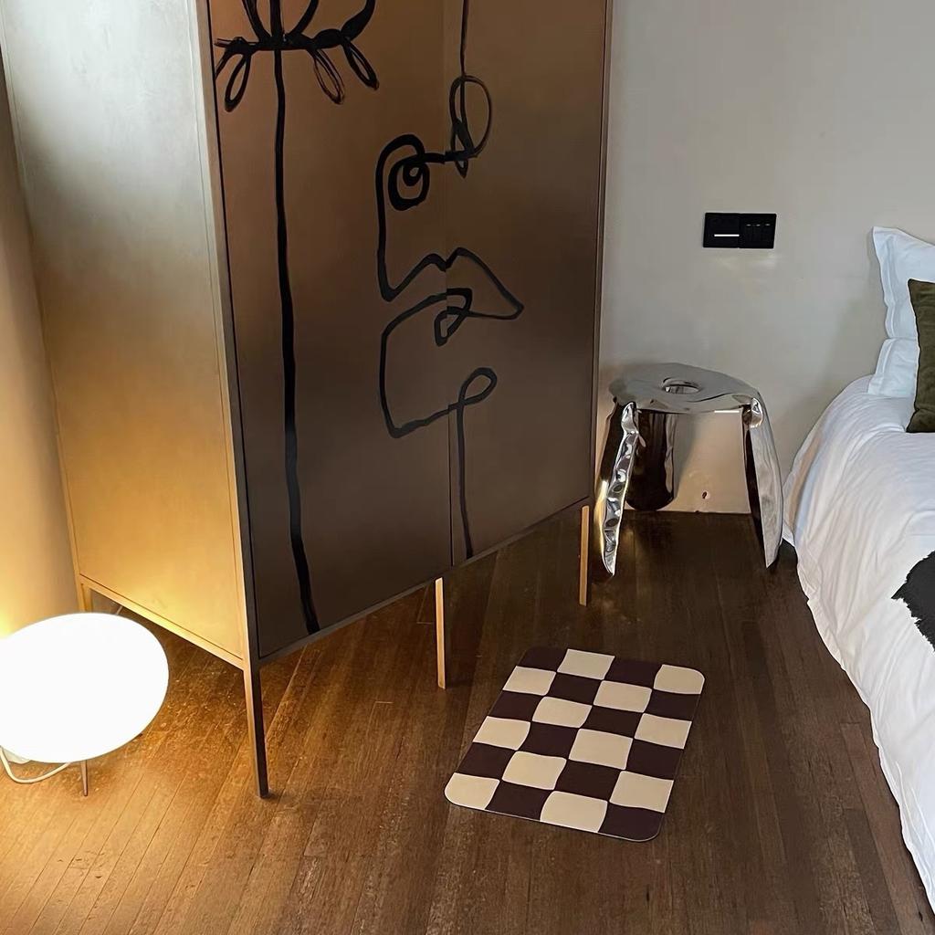 Creative Checkerboard Quick-drying Door Mat Modern Simple Diatom Mud Absorbent Mat Bathroom Toilet Non-slip Rug